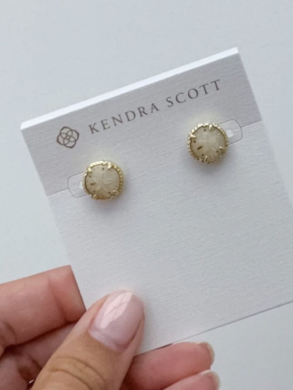 Kendra Scott Gold Plated Cream Faceted Round Stud Earrings